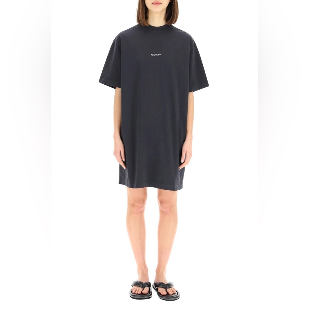 Acne Studios XXS Black Logo Midi T-Shirt Dress